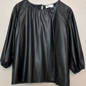 Tinsel Black Faux Leather Blouse